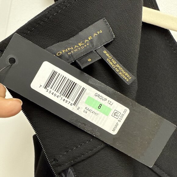 New Donna Karan Size 8 Black Belted Sleeveless Straight Leg Jumpsuit NWT - Picture 11 of 12